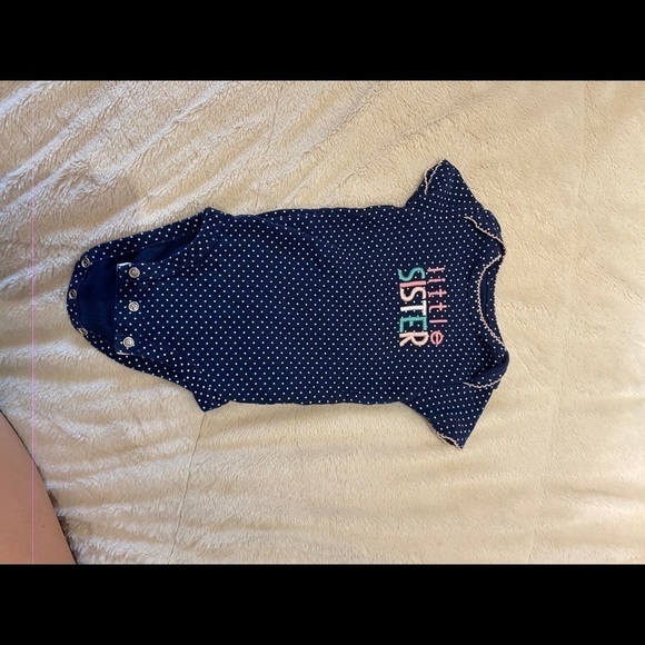 4/$25 Little Sister Body Suit 3-6 Month baby girl newborn diaper shirt - Picture 2 of 3